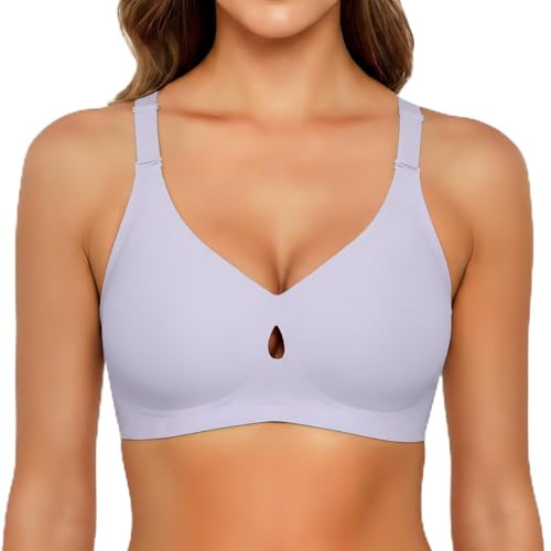 Xcutting Women's Bras No Underwire Full Coverage – Wireless Seamless Comfort for Work, Sleep & Lounge with Extender (Purple,2X-Large)