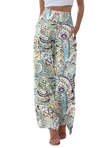 JZC Women's Palazzo Lounge Pants Casual Wide Leg Pants High Waist Flowy Toursers with Pockets
