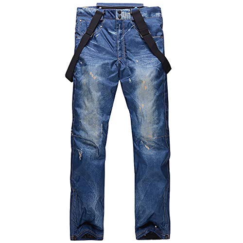 JW-YZWJ Winter Denim Skihose, Herrensnowboardhosen, Wind- und wasserdichte Starke warme Wanderhosen,A,XL Cover