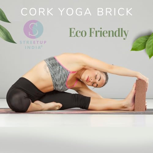 Image of Streetup India Cork Yoga Brick With High Density Cork| Non-Slip Workout Block| Set of 2 (Set of 2 Brick)
