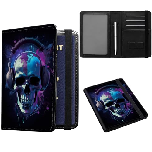 Skull Headphones Travel Wallet with RFID Blocking Slot