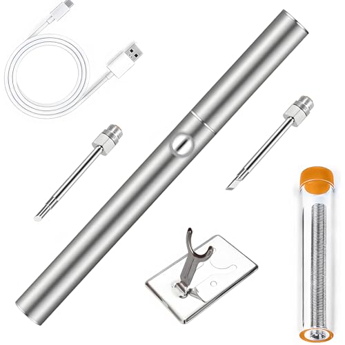 Fer à Souder électrique,Kit de Fer à Souder, Outil de Soudage à Chargement Sans Fil, Kit de Fer à Souder en étain 100 W avec 3 Pannes à Souder et Couvercle, Fer à Souder Manuel Portable