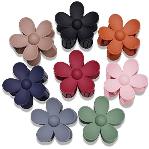 Haar Klauw Clips 8 STKS Bloem Haar Clips - Grote Leuke Klauw Clips Voor Vrouwen Dun Haar, Grote Haar Clips Sterke Hold Voor Vrouwen Haar 8 Kleuren (Stijl B)