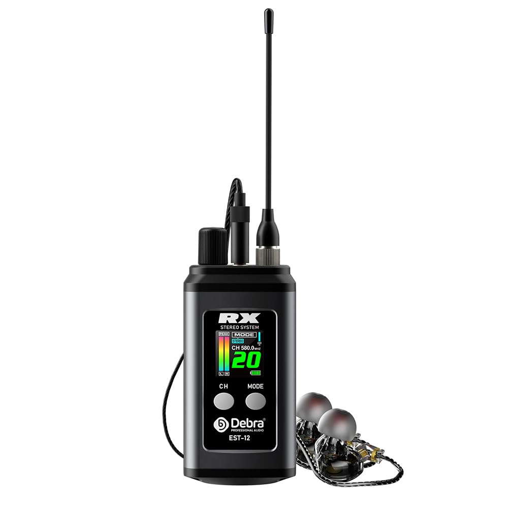 black uhf stereo wireless in ear monitor system bodypack receiver
