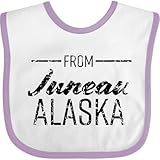 inktastic From Juneau Alaska in Black Distressed Text Baby Bib White and Lavender 37e2f
