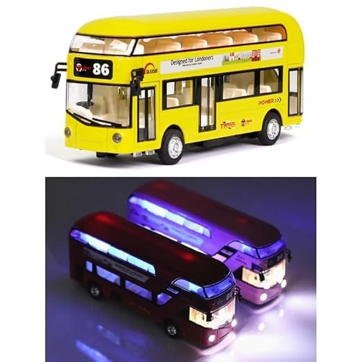 Image of DEOXY Decker Bus Toys for Kids Diecast Metal Bus Alloy London Light & Music Open Door Collection Toys for Boy Kids (66033 green0)