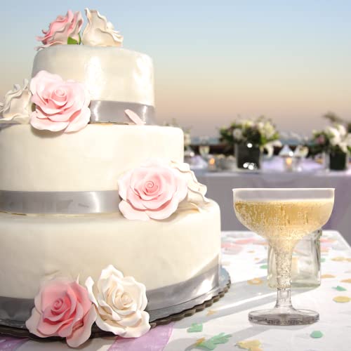 Upper Midland Products Acrylic Champagne Coupe 5 Oz Stem Glasses With Interlocking Groove Feature To Build Sturdy Tower, Weddings, Party, Bar, Martini, Margarita, Cocktail, Dessert Cups… (35 Count) #TOP7