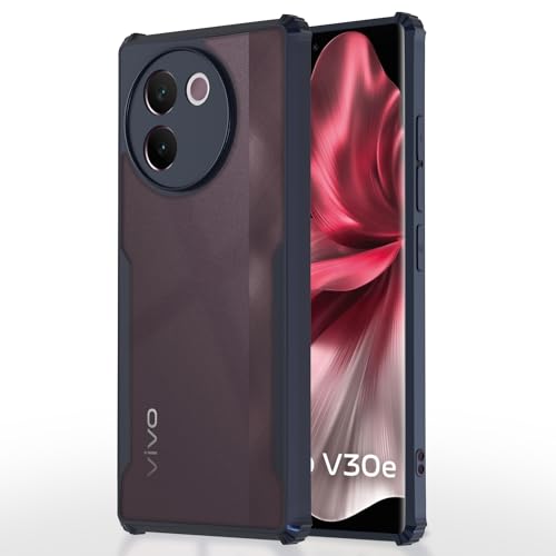 Image of Pikkme Vivo V30e 5G Back Cover | Crystal Clear Transparent Back | Ultra Hyrbid | Full Camera Protection | Raised Edge | Bumper Back Case (Blue)