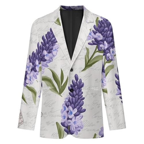 Vintage Lavender Floral Flowers Mens Blazer Lightweight Sport Coat Two Button Suit Jackets4