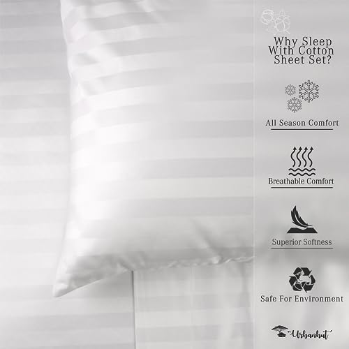 Urbanhut 1000 Thread Count Egyptian Cotton Sheets Damask Striped King Size, Long Staple Soft & Breathable, 4 Pc Bed Sheet Sets thumb #5
