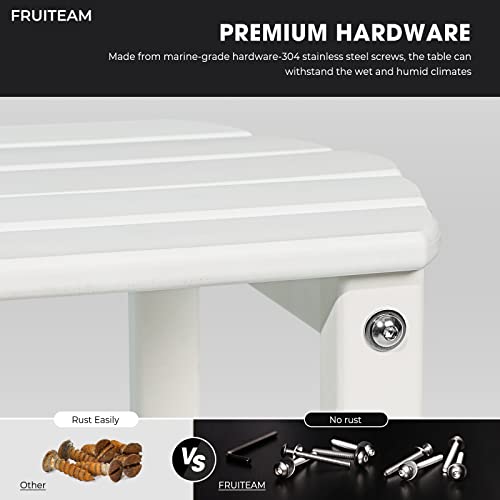 Fruiteam 2-Tier Patio Side Table, Rectangular Modern Outdoor Table White, Easy-Maintenance & Hassle-Free Installation, Dual-Purposed Poly Lumber End Table As A Foot-Stool, Coffee Table, Plant Stand #TOP3