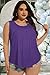 Women Plus Size Tank Top Casual Summer Tops Loose Fit Sleeveless T Shirts Trendy Crewneck Tunic Tees(Purple,3XL)