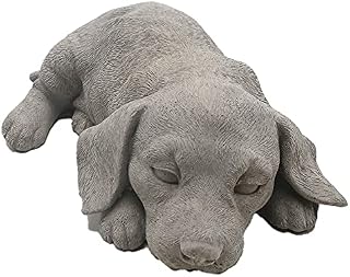G&H Decor - Sleeping Dog 19cm Garden Ornament - Stone Concrete Lawn Statue - Hand Finished with Intricate Detail - Figurine Suitable for Indoor or Outdoor Use - Frost Resistant Dogs Memorial Sculpture