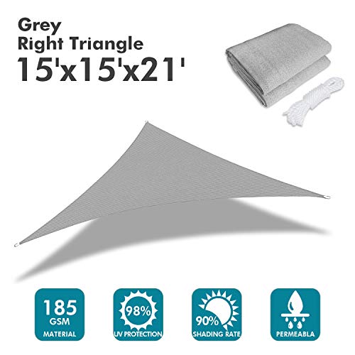 Image of KANAGAWA 15'x15'x21' Sun Shade Sail Gray Curved Triangle