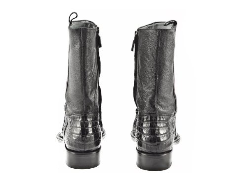 Cuadra Dress Boots With Zipper Chocolate And Black - Cayman Leather - Handmade - Sizes From 7 To 11 (10.5 D(M) Us, Black) #TOP4
