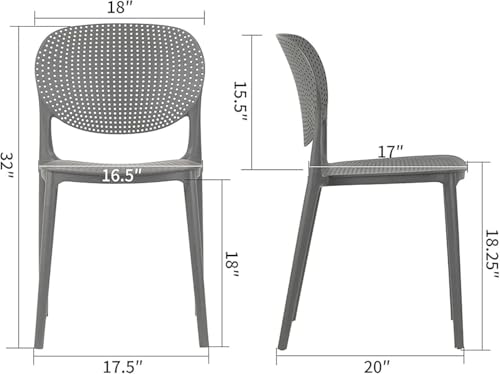 Image of Dream Furnishing - Set of 4 Stackable Dinning Chairs for Home Cafe Office Hotel for Indoor and Outdoor Patio (Grey)