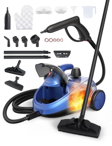 Image of Steam Cleaner, 293F 58 PSI Powerful Multipurpose Handheld Steam Mop for Home, Built-in Storage, 21 Attachments, 50Oz Capacity, Heavy Duty Canister Steamer for Carpet, Floor, Car, Tile, Crack