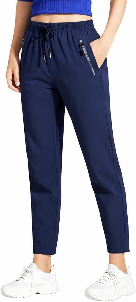 Stretch Active Pants for Women – Ultra Stretch Quick Dry Ice Silk Lightweight Breathable Pants with Pockets for Women Over 50
