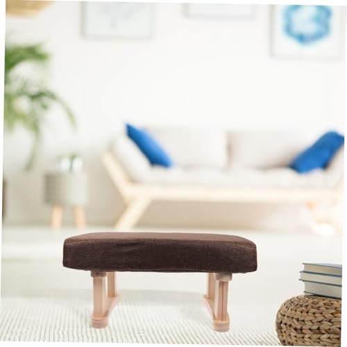 Banco reposapiés rectangular de madera PRETYZOOM con asiento acolchado de tela 7