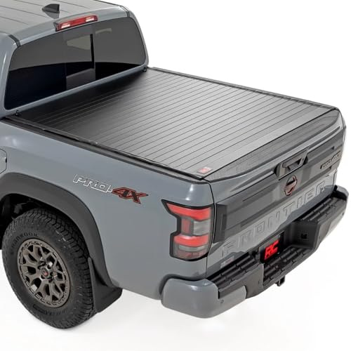 Image of Rough Country Hard Roll-Up Tonneau Cover for Nissan Frontier (2022-2026) - Aluminum Truck Bed Cover, Fits 5' Bed