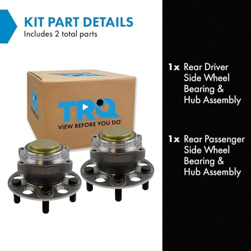 Image of TRQ 2 Piece Rear Wheel Bearing & Hub Assembly Set with ABS Sensor Compatible with 2017-2022 Honda Ridgeline