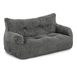 Pamapic Bean Bag, Large Bean Bag Chair with Sponge Filling Included, 2 Seater Sofa with Portable Handle, Modern Ergonomic Beanbag Adult, Comfy Chair for Living Room, Bedroom, Gaming Room, Gray