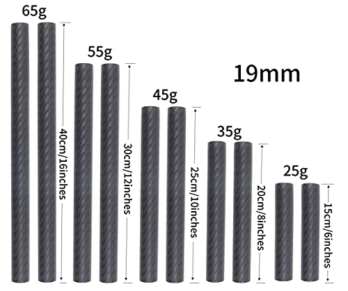 Image of FocusFoto 19mm Carbon Fiber Rods 20cm /8inch Length for 19mm Rod Rail Support System DSLR Camera Rig (Pack of 2)