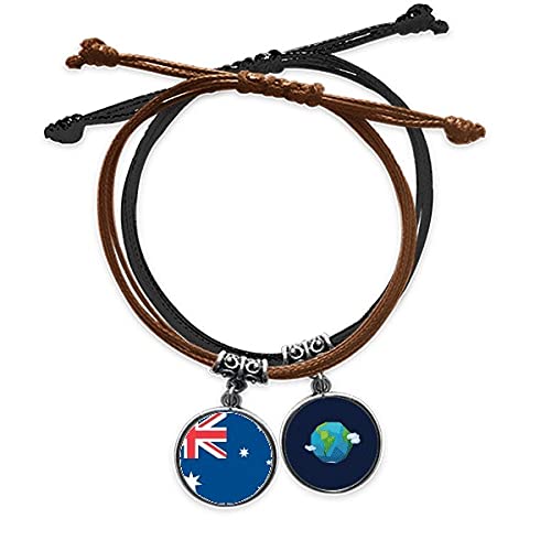 Pulsera de Australia de cuero con amuleto del país océano para hombre y mujer