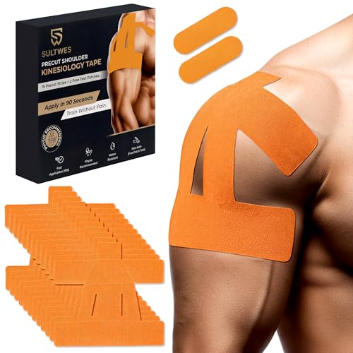 Kinesiology Tape for Shoulder | 15 Precut Strips + 2