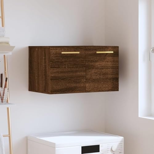 Gecheer Armoire murale multifonction à suspendre pour salle de bain, cuisine, chambre, bois d'ingénierie marron chêne 60 x 36,5 x 35 cm