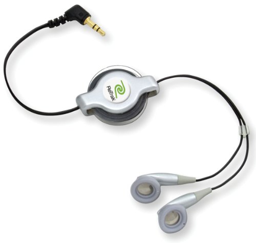 ReTrak Retractable Stereo Earbuds, Silver (ETAUDIOEB)