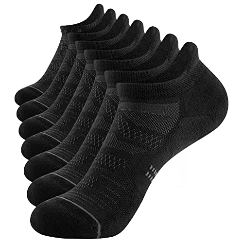 Gcbiger 7 Paar knöchelhohe Sport-Laufsocken für Männer und Frauen, Low-Cut-Tab-Sportsocken (39-42, Schwarz) Cover