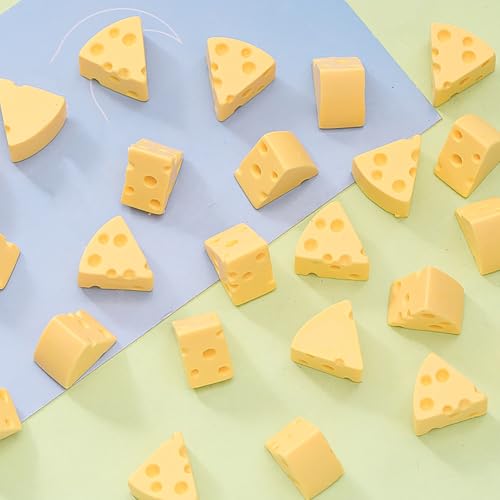 JIHUOO Mini-Käse, Miniaturfiguren, Küchenaccessoires, 30 Stück, Gelb, Realistisch, Harz