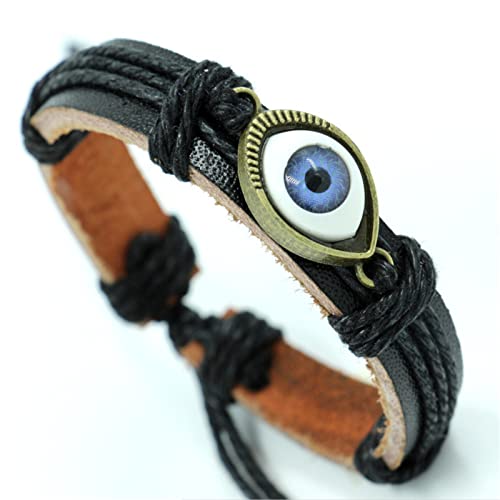 Pulsera ajustable de cuero punk étnico con amuletos para hombre y mujer miniatura 2