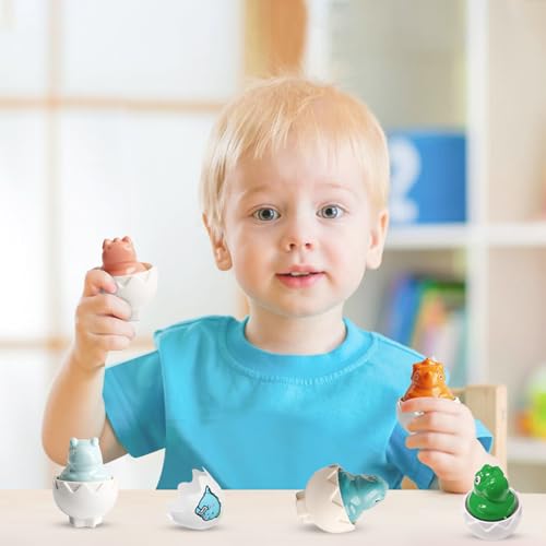 Image of Tinabless Hide & Squeak Dinosaur Eggs, Montessori Sorting & Matching Learning Toys for Toddlers Kids Boys Girls, Easter Basket Stuffers Gifts Party Favors