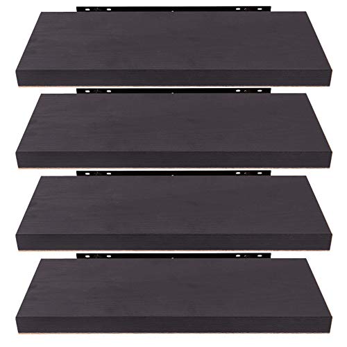 EUGAD Set di 4 Mensole da Muro, Noce Scuro, 50cm, Mensole in Legno MDF Portaoggetti Librerie Scaffale da Parete Stile Rétro Mensole Sospese Decorative per Salotto Cucina Corridoio, 0124QJ-4