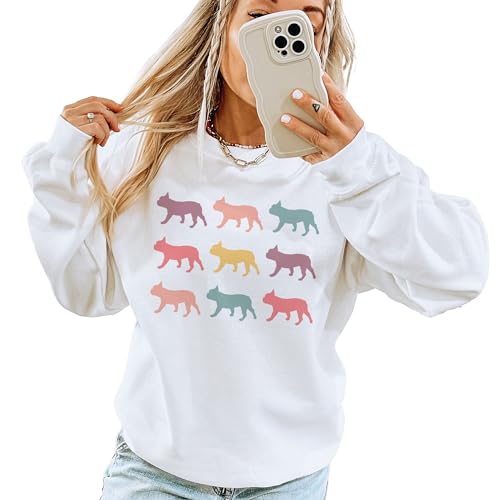 Aurlex Tees Retro Frenchie Sweatshirt, Cute French Bulldog Pet Parent Sweater, Frenchie Dog Mom Gift, Dog Lover Shirt, Unisex Womens Crewneck Sweatshirt Sand2