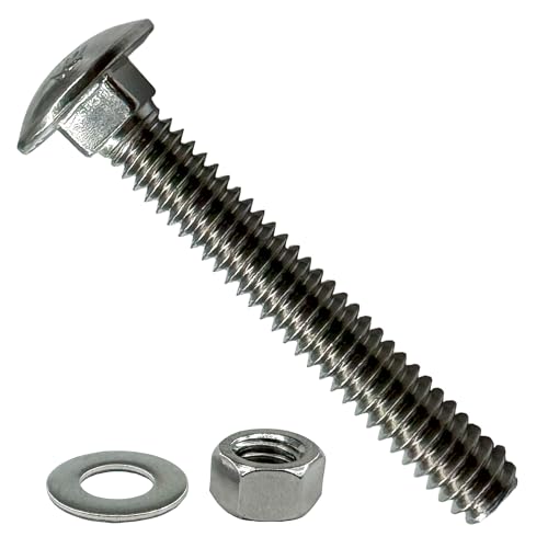 Image of (25) 1 /4-20 x 1.75 inch- 304 (18-8) Grade Stainless Steel Carriage Bolts Screws Dome Head Nuts & Washers Included for Trailer Deck Floors headboards-Rust Resistant by BRAUNY BOY- Qty (25)