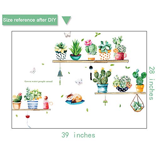 Cactus Succulent Plants Wall Decor Decal,36Pcs Cactus Green Plants Pastoral Style Wall Stickers,Vinyl Removable Art Wall Decals For Living Room Home Decoration Birthday Gifts For Women Girl #TOP4