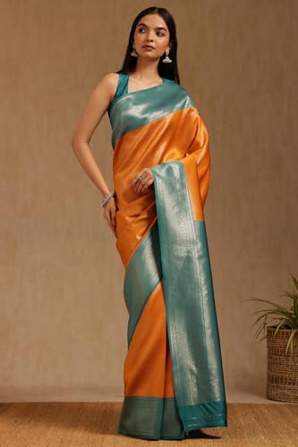 Image of Soch Womens Silk Blend Zari Woven Saree