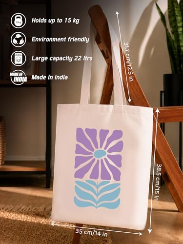 Image of DOODLE Premium Canvas Tote Bag for Women with Zip and Inner Pocket for Shopping, Office, Travel and Daily Use