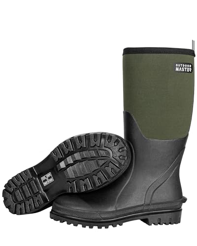 Image of OutdoorMaster Hunting Boots for Men, Waterproof Rubber Neoprene Boots, Anti-slipped Insulated Outdoor Boots