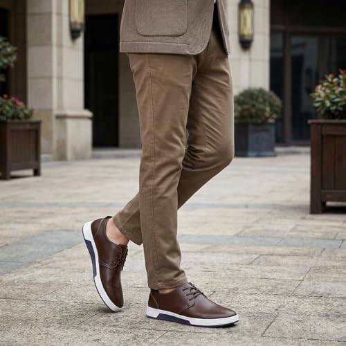 Image of konhill Men's Casual Oxford Shoes - Breathable Dress Shoes Loafers Lace-up Flat Sneakers
