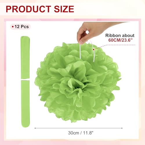 Pompons en papier de soie de 30,5 cm PATIKIL vert clair pour mariage