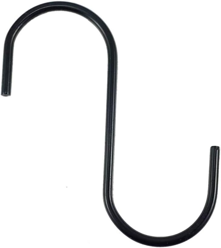 OPCC 10 PCS Black Color Heavy-duty Steel S-hooks for Plants, Towels with PVC Coating
