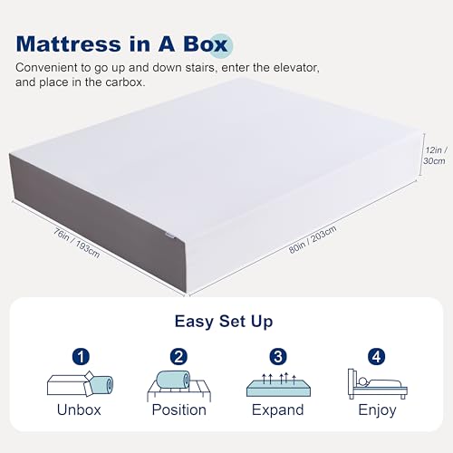 Image of Amazon Basics Memory Foam Mattress, Soft Plush Feel, Breathable, 12 Inch, King, White /Grey