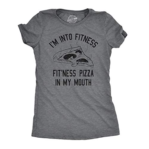 Womens Fitness Pizza in My Mouth Funny Workout Foodie T Shirt