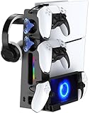 Contenu : support de refroidissement PS5, vis de verrouillage de sécurité, 2 têtes magnétiques, support de casque, câble de charge, adhésif 3M, 3 vis et 3 boulons.