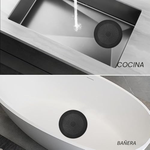 Miniatura 5 de Silicona Protector De Drenaje, 2 Pcs Coladores De Drenaje Con Ventosas Fuertes, Coladores De Desagüe, Cubierta De Desagüe De Ducha, Filtro De Drenaje, Para Fregadero, Cocina, Baño Negro