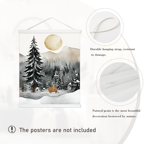 Image of Artmag Magnetic Poster Hanger Frame, 24x36 24x32 24x18 Light Wood Wooden Magnet Canvas Artwork Print Poster Hangers Frames Hanging Kit (White, 24 inch)